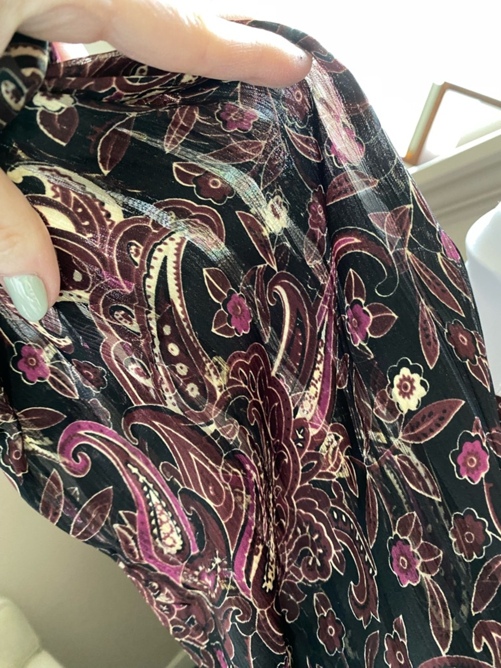 & Other Stories Paris Atelier Paisley Long Sleeve Dress in Burgundy - Picture 7 of 9